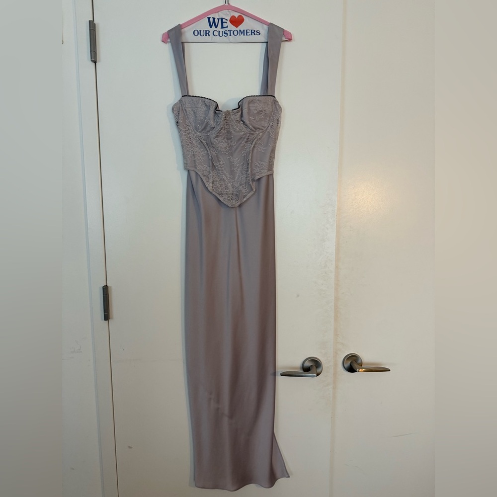 ASOS Satin Midi Gown with Lace Corset Overlay